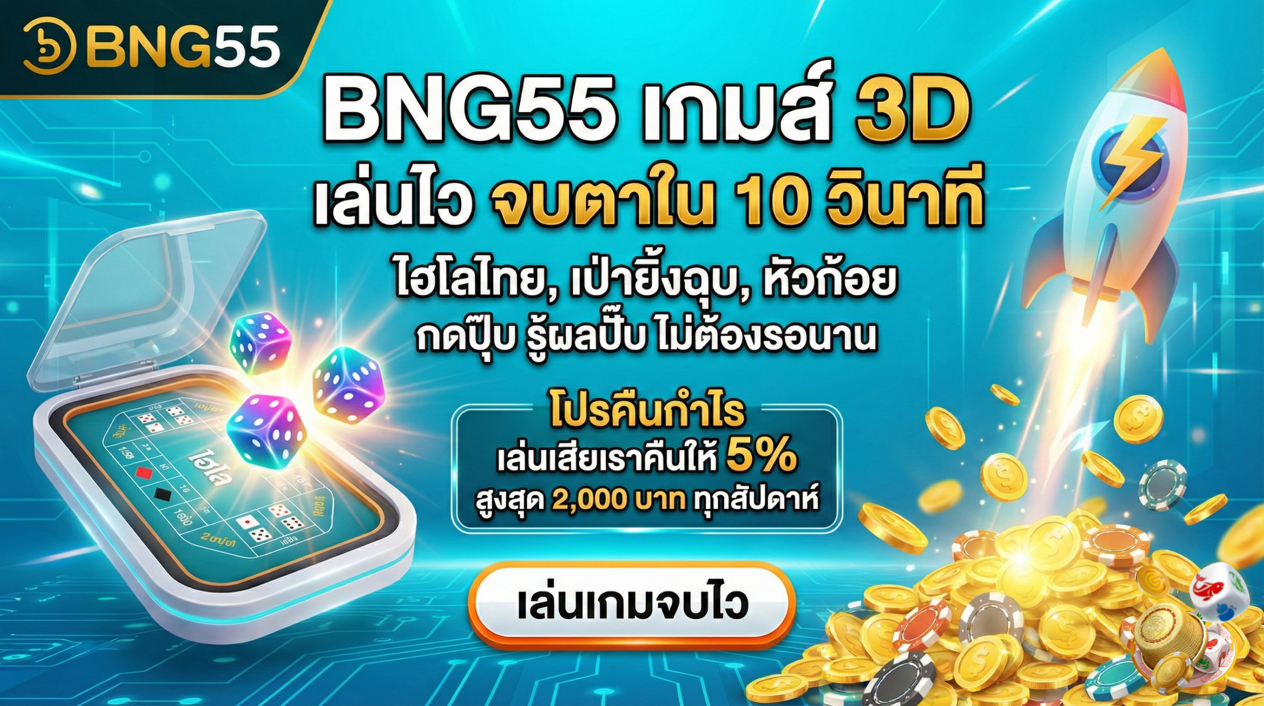 โปรคืนกำไร เล่นเสียเราคืนให้ 5% สูงสุด 2,000 บาท ทุกสัปดาห์